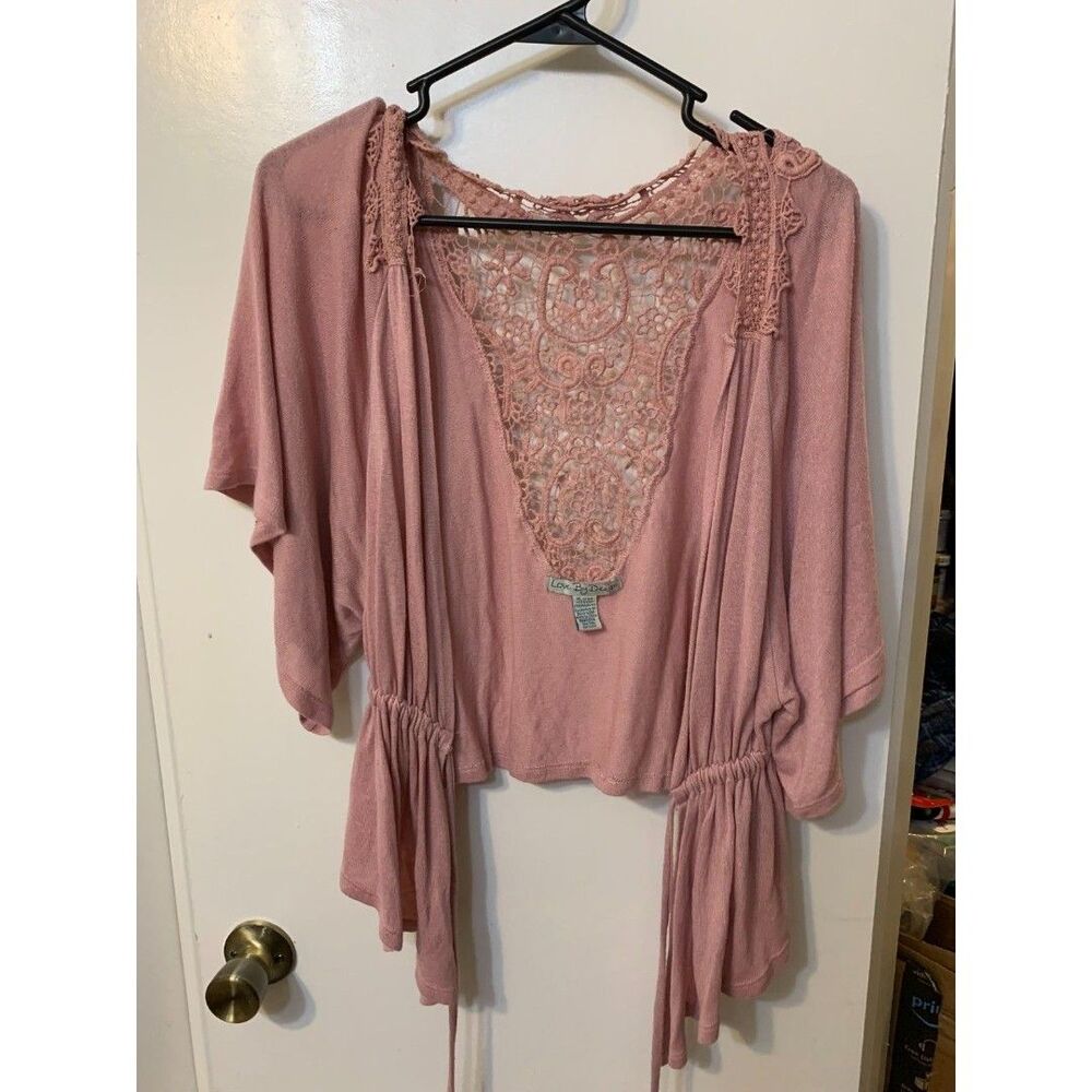 Love By Design Pink Boho Crochet Cover up Shawl Size X-Large